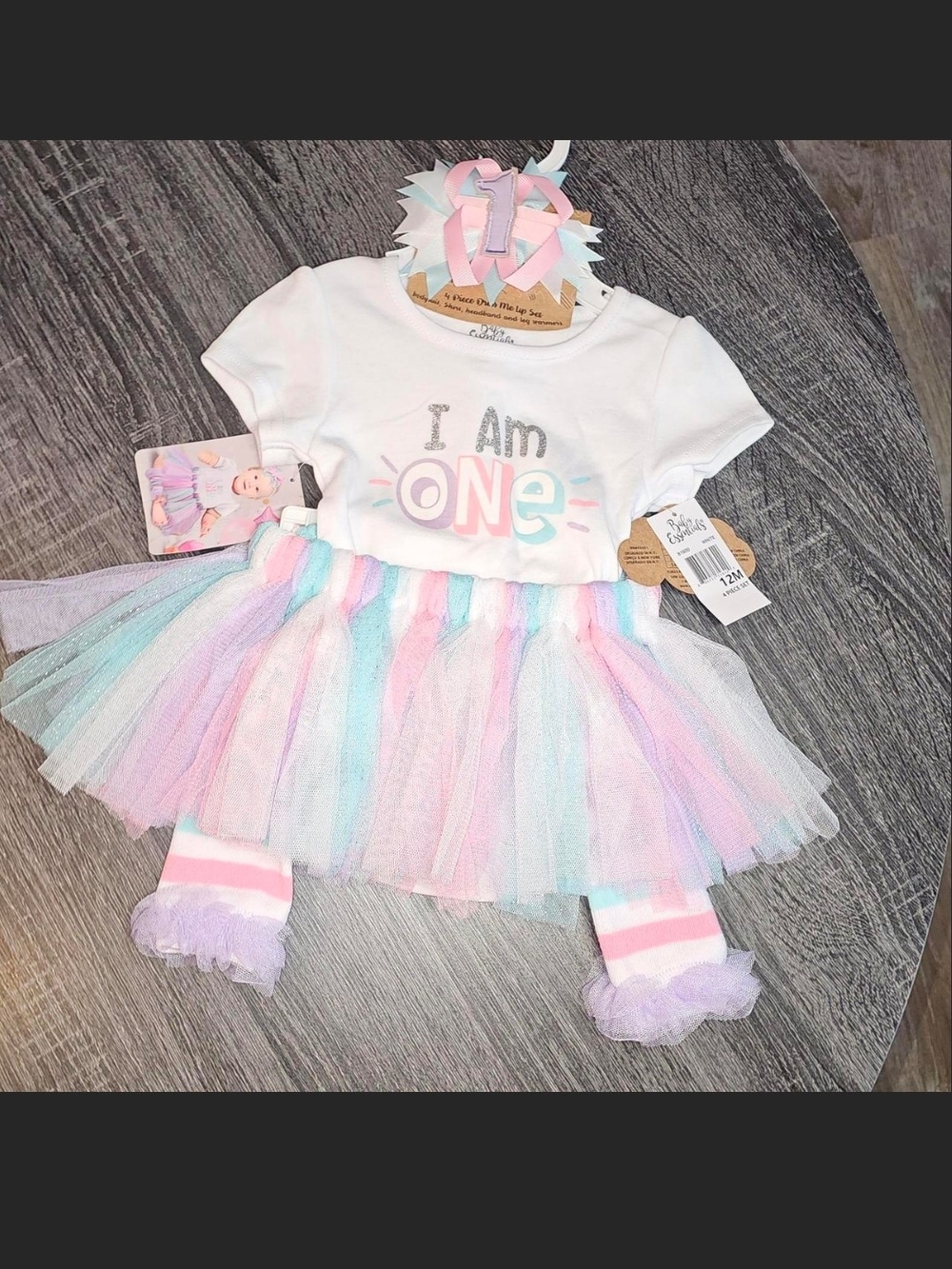 I Am One Pastel Tutu Outfit for Baby Girls - White & Pastel